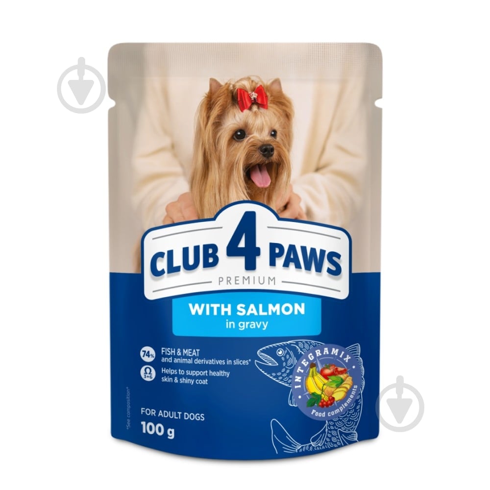 Корм вологий Club 4 Paws з лососем в соусі 100 г - фото 1 Корм вологий Club 4 Paws з лососем в соусі 100 г - фото 1