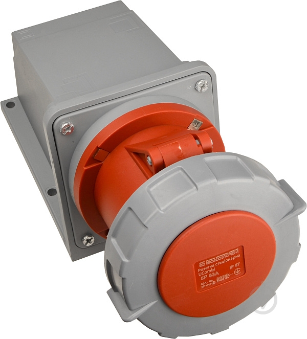 Розетка силовая стационарная с заземлением АСКОУКРЕМ UСombi 5P 63A IP67 серый с красным A0080010156 - фото 1 Розетка силовая стационарная с заземлением АСКОУКРЕМ UСombi 5P 63A IP67 серый с красным A0080010156 - фото 1