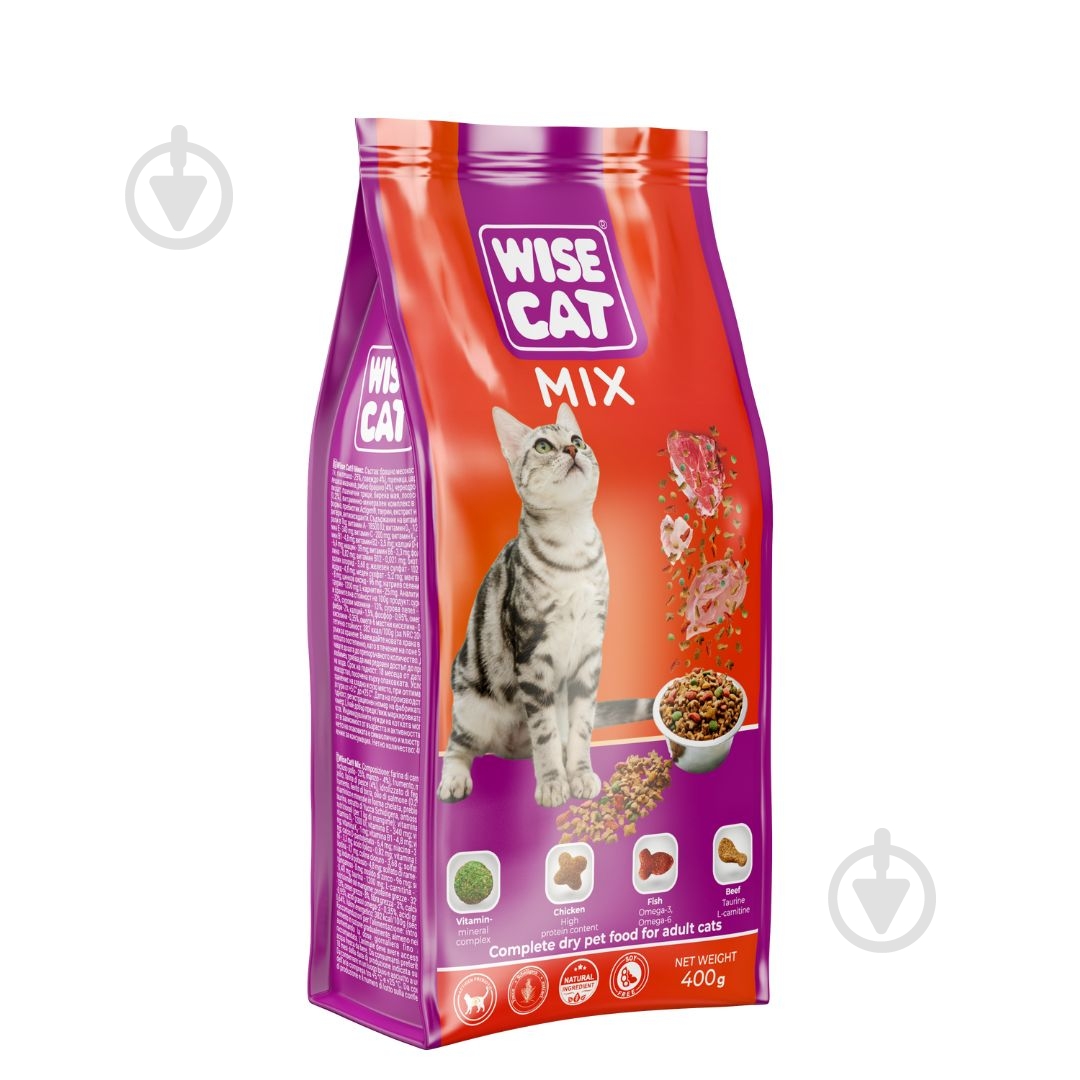 Корм сухой для котов Wise Cat микс 400 г - фото 1 Корм сухой для котов Wise Cat микс 400 г - фото 1