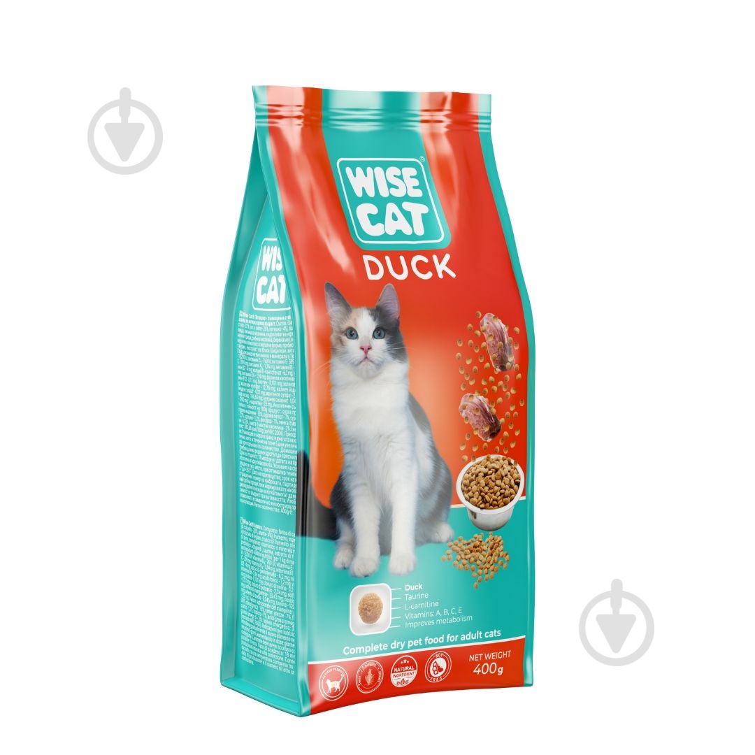 Корм сухий для котів Wise Cat качка 400 г - фото 1