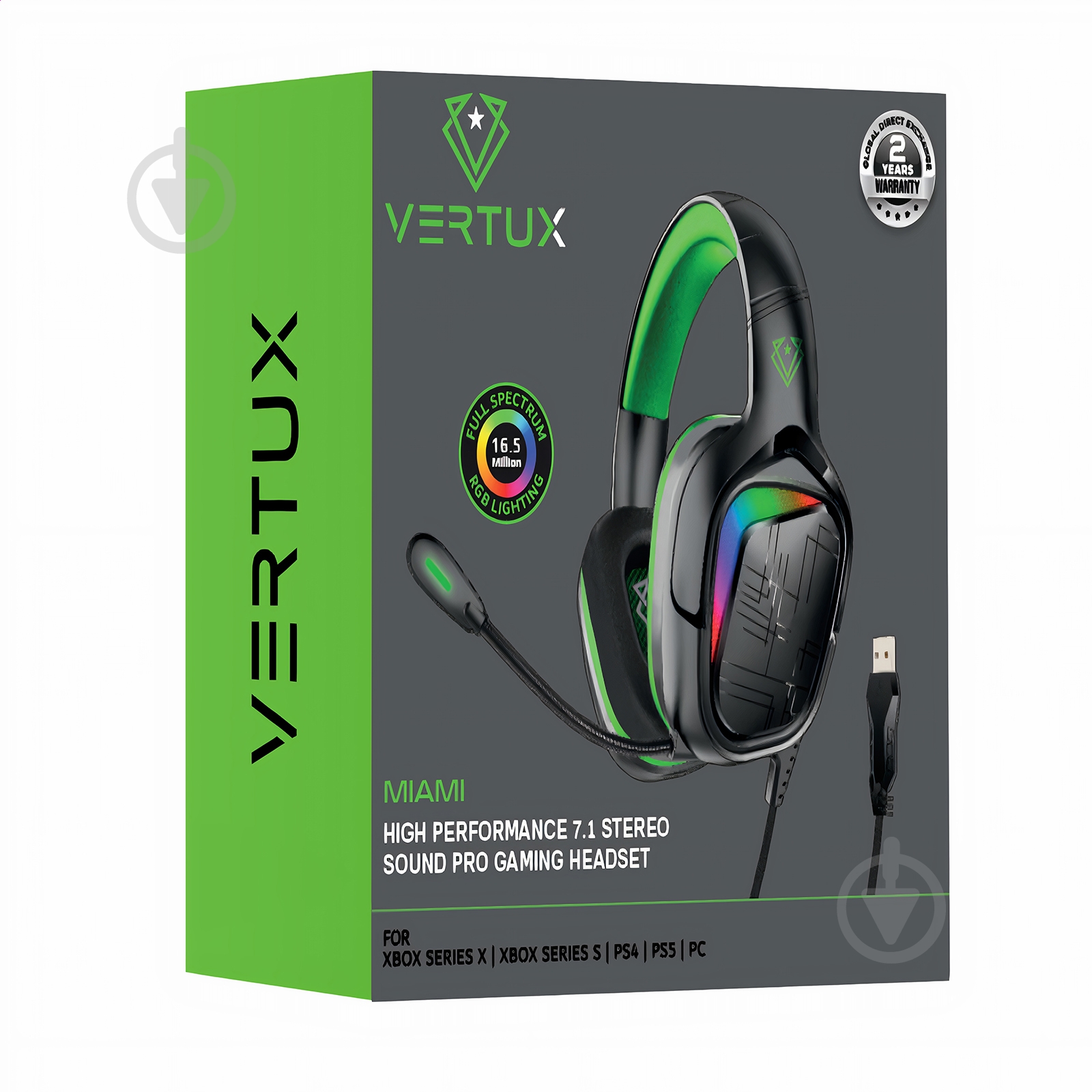 Гарнитура игровая Vertux green (miami.green) - фото 6 Гарнитура игровая Vertux green (miami.green) - фото 6