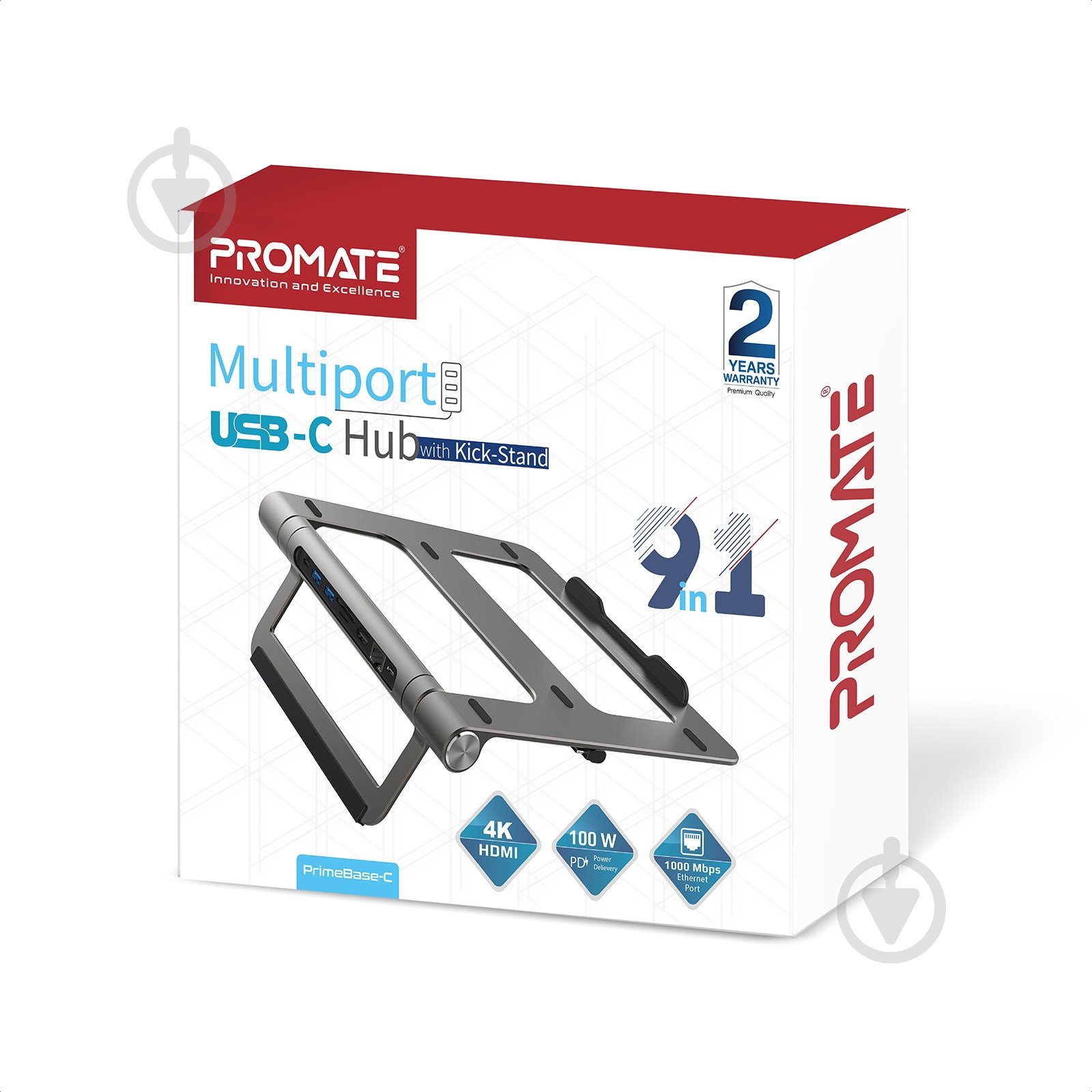 USB-хаб Promate USB-C хаб 9-в-1 PrimeBase-C USB-C PD/HDMI/2xUSB 3.0/RJ45/SD/MicroSD Grey - фото 5 USB-хаб Promate USB-C хаб 9-в-1 PrimeBase-C USB-C PD/HDMI/2xUSB 3.0/RJ45/SD/MicroSD Grey - фото 5