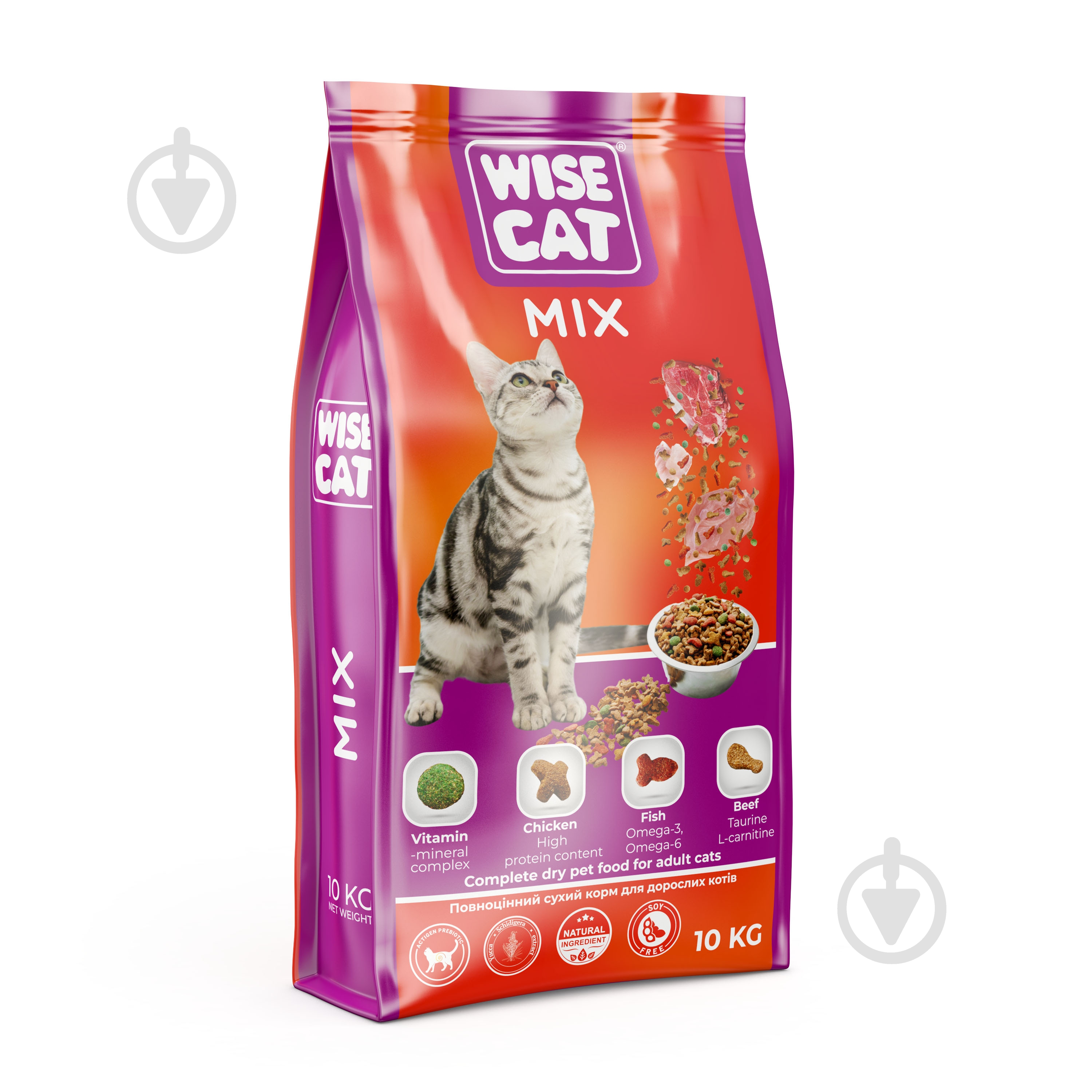 Корм сухой для котов Wise Cat микс 10 кг - фото 1 Корм сухой для котов Wise Cat микс 10 кг - фото 1