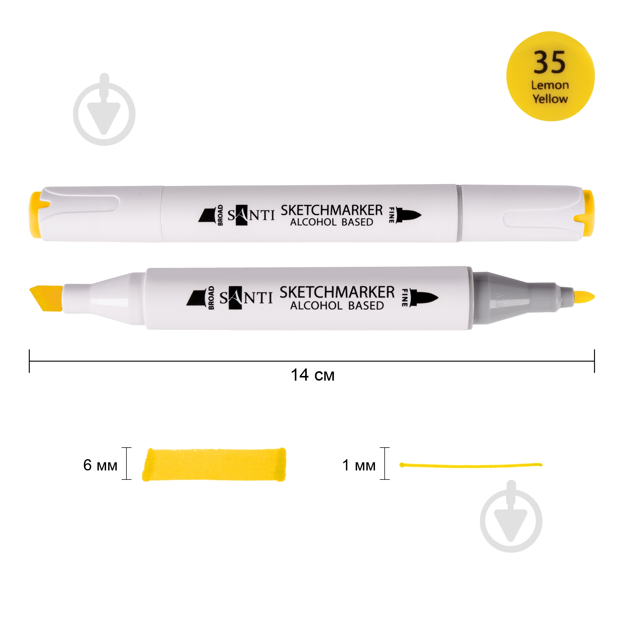 Маркер спиртовий Santi Professional SA-35 лимонно-жовтий 390820 - фото 1 Маркер спиртовий Santi Professional SA-35 лимонно-жовтий 390820 - фото 1