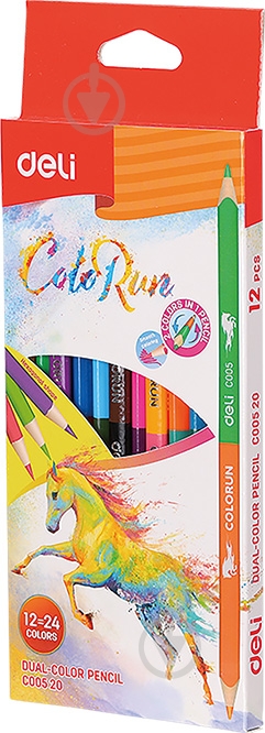 Набір олівців Color Run EС00520 12 шт. 24 кольори двосторонні Deli - фото 1