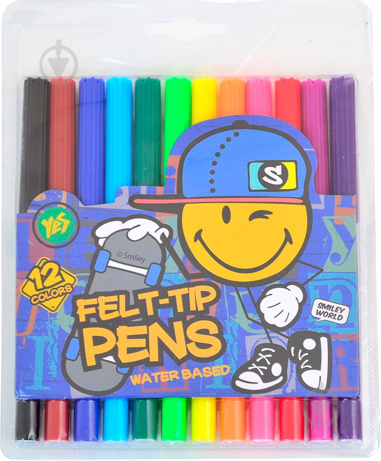Фломастеры Smiley World 12 шт. blue 1 вересня - фото 1