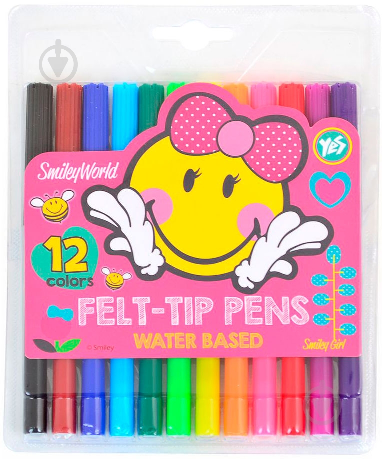 Фломастери Smiley World 12 шт. pink 1 вересня - фото 1