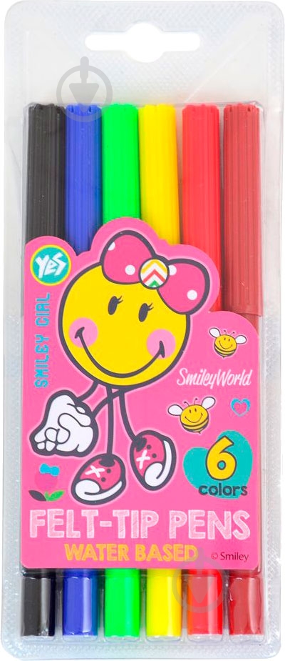 Фломастеры Smiley World 6 шт. pink 1 вересня - фото 1 Фломастеры Smiley World 6 шт. pink 1 вересня - фото 1