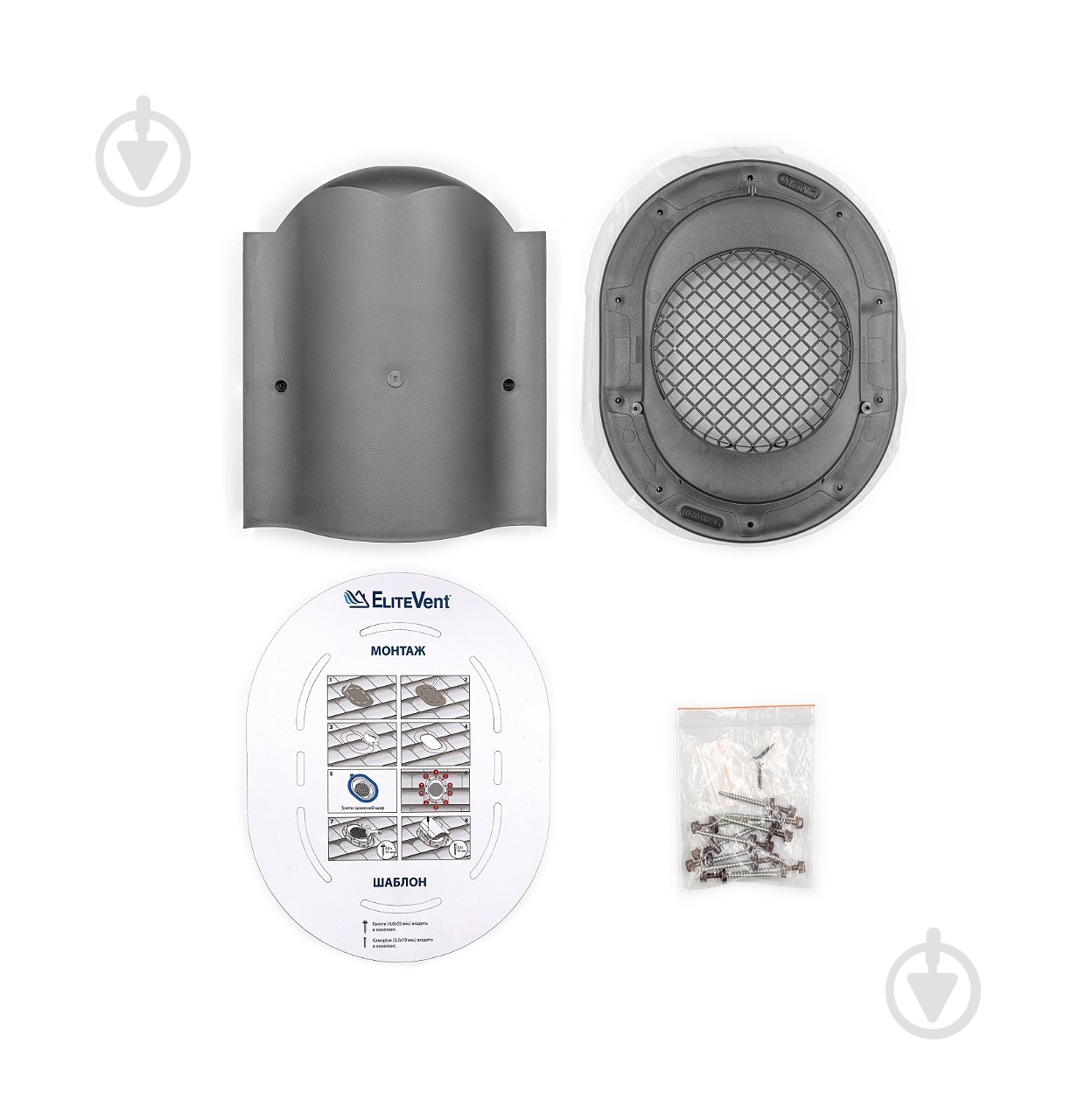 Аэратор точечный EliteVent графитовый для смонтированной битумной и фальцевой кровли - фото 7