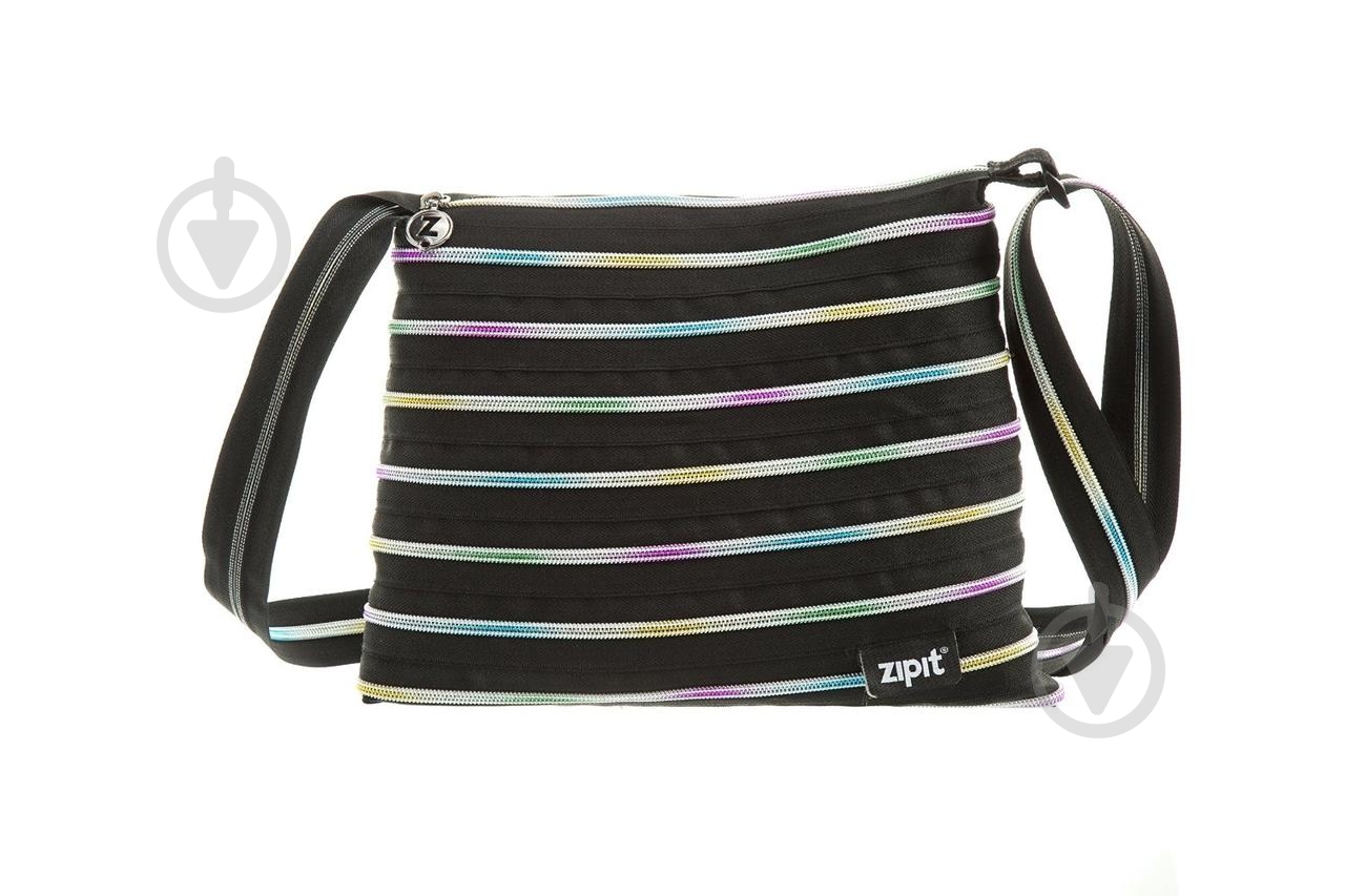 Сумка через плече Zipit Medium Black&Rainbow Teeth - фото 1 Сумка через плече Zipit Medium Black&Rainbow Teeth - фото 1