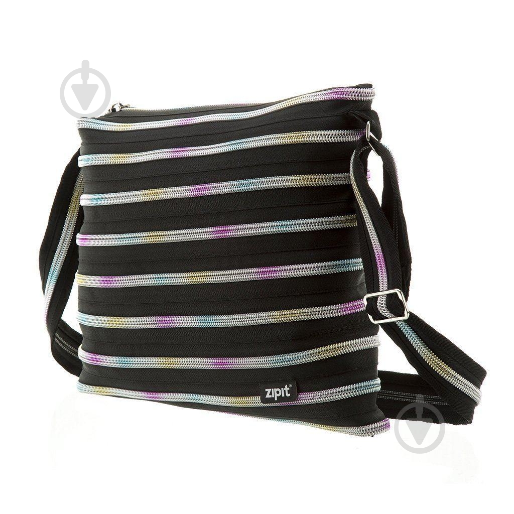 Сумка через плече Zipit Medium Black&Rainbow Teeth - фото 2 Сумка через плече Zipit Medium Black&Rainbow Teeth - фото 2