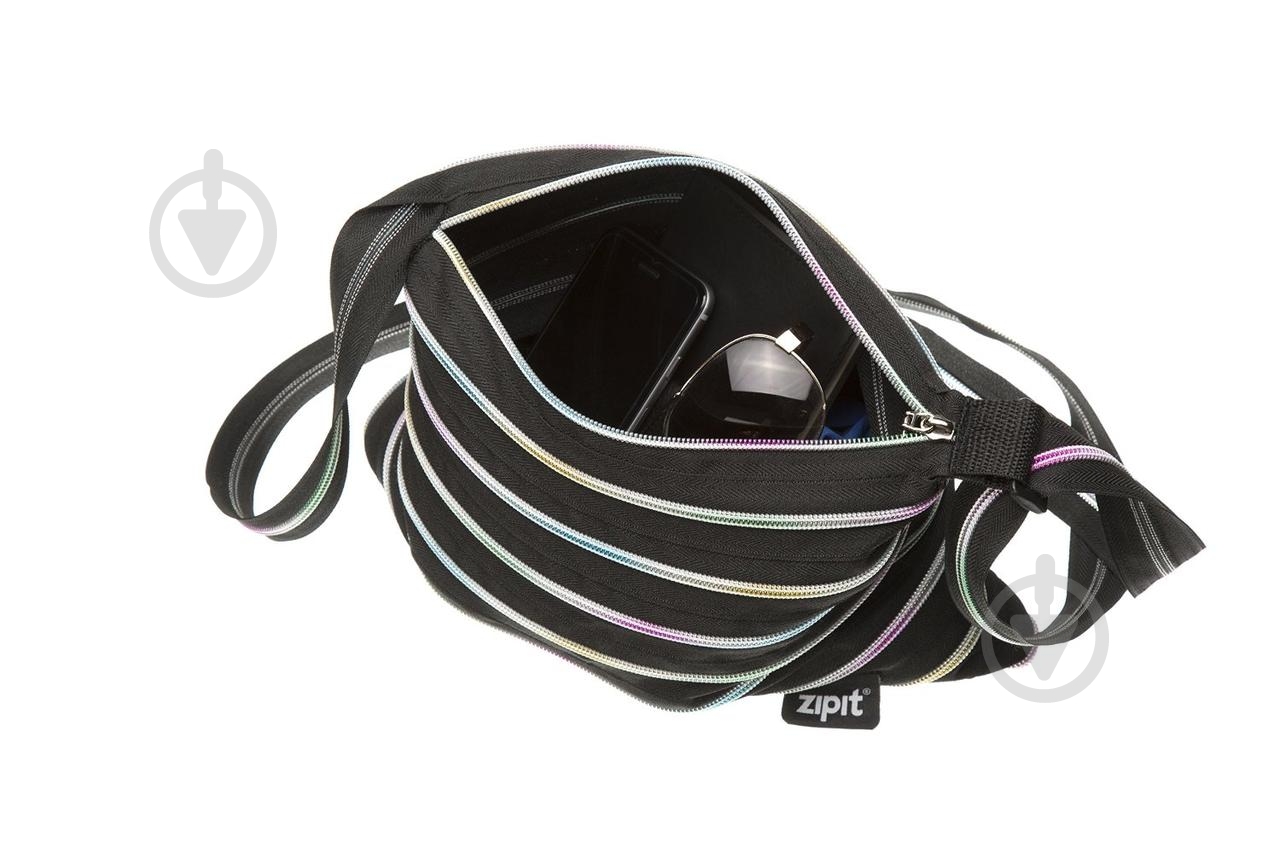 Сумка через плече Zipit Medium Black&Rainbow Teeth - фото 4 Сумка через плече Zipit Medium Black&Rainbow Teeth - фото 4
