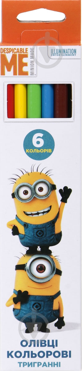 Карандаши цветные Миньоны 6 шт. Перо - фото 1
