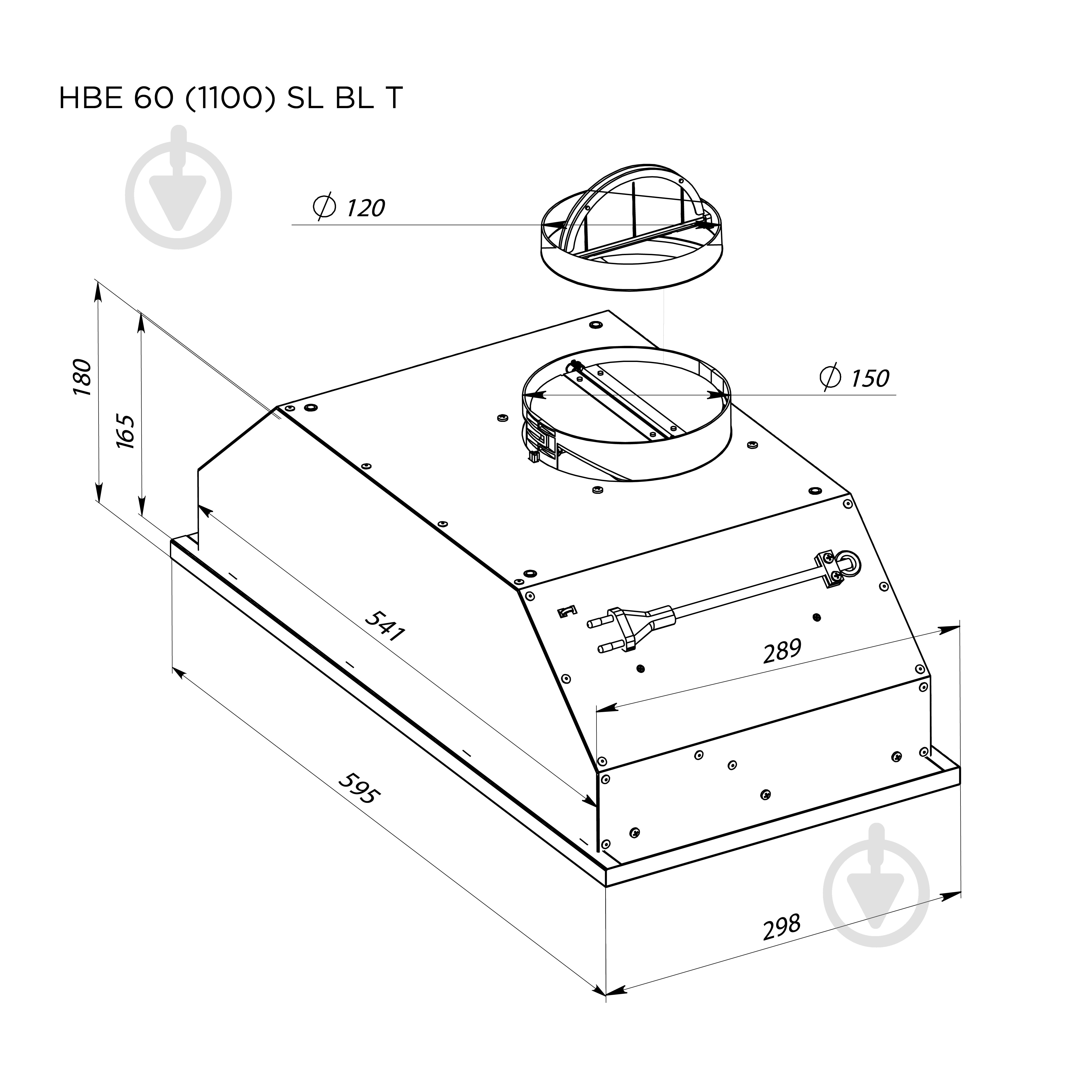 Вытяжка Pyramida HBE 60 (1100) SL BL T - фото 6