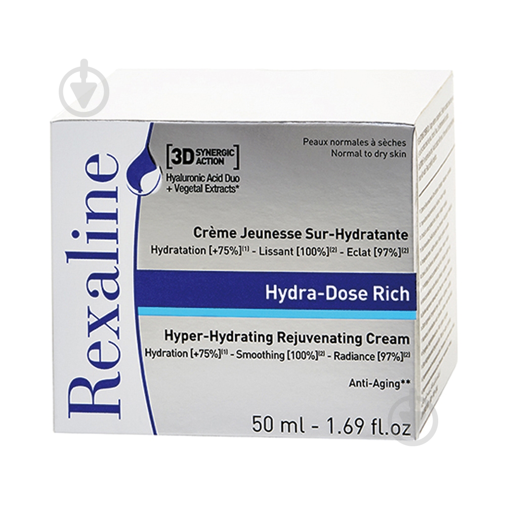 Крем для обличчя день-ніч Rexaline 3D Hydra-Dose Rich 50 мл - фото 2 Крем для обличчя день-ніч Rexaline 3D Hydra-Dose Rich 50 мл - фото 2