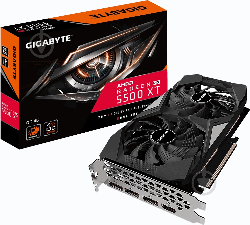 Видеокарта Gigabyte Radeon RX 5500 XT 4GB GDDR6 128bit (GV-R55XTOC-4GD) - фото 5 Видеокарта Gigabyte Radeon RX 5500 XT 4GB GDDR6 128bit (GV-R55XTOC-4GD) - фото 5