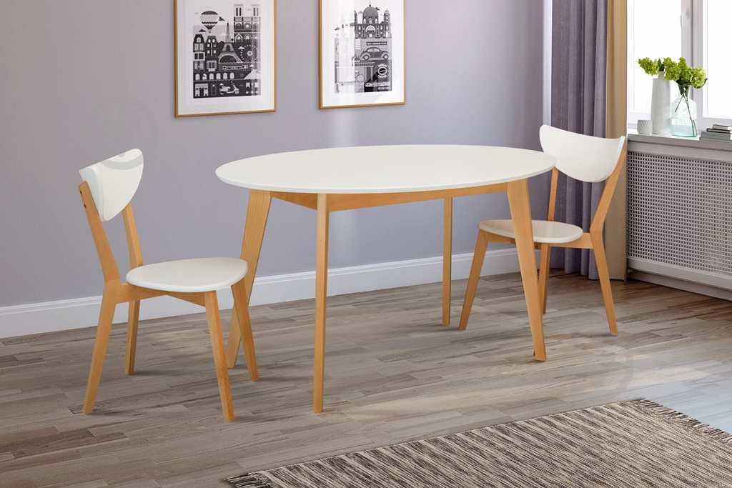 Стол обеденный Космо 1375х900 белый/бук - фото 2