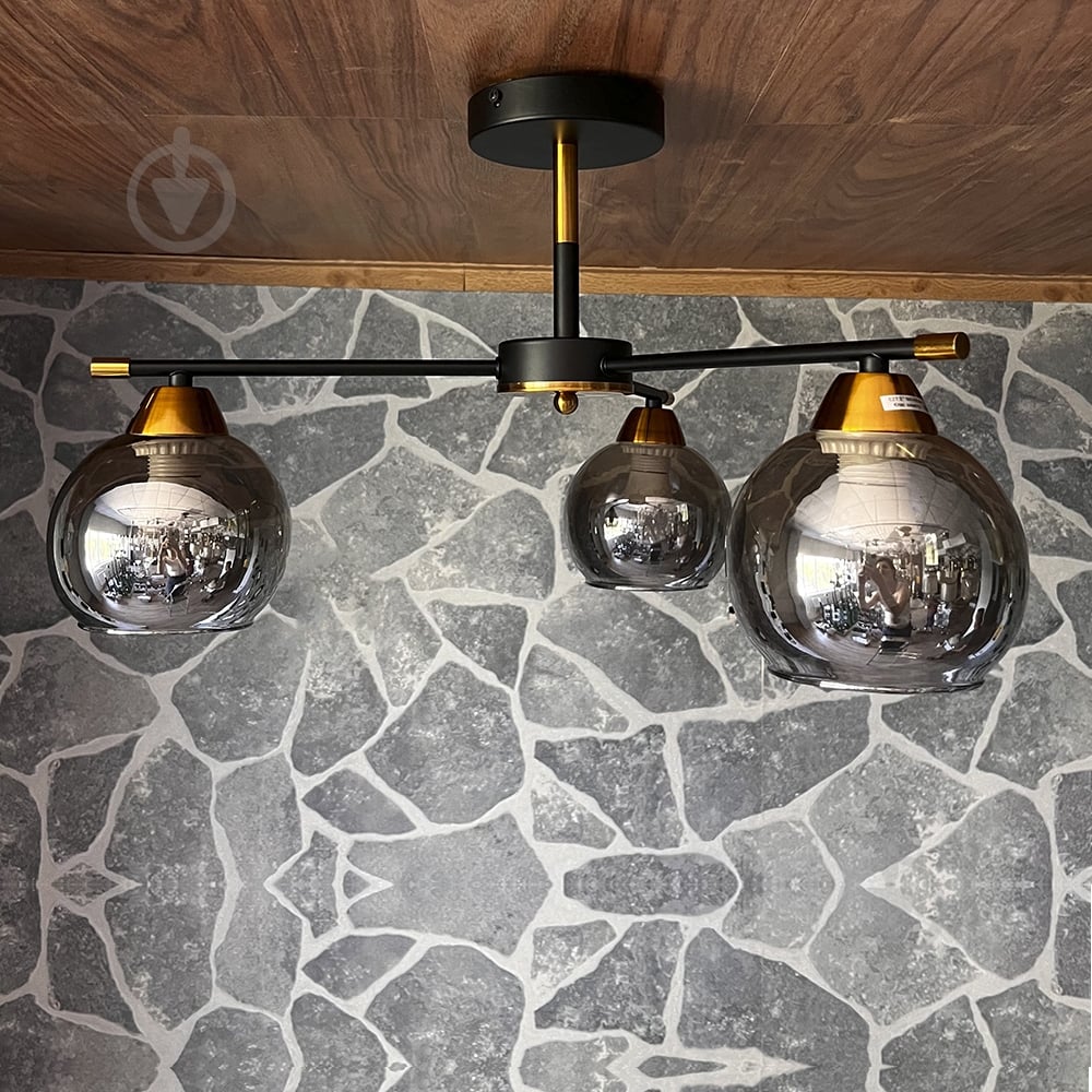 Люстра потолочная Blitz 3x60 Вт E27 черный/золото 8238-43 - фото 2