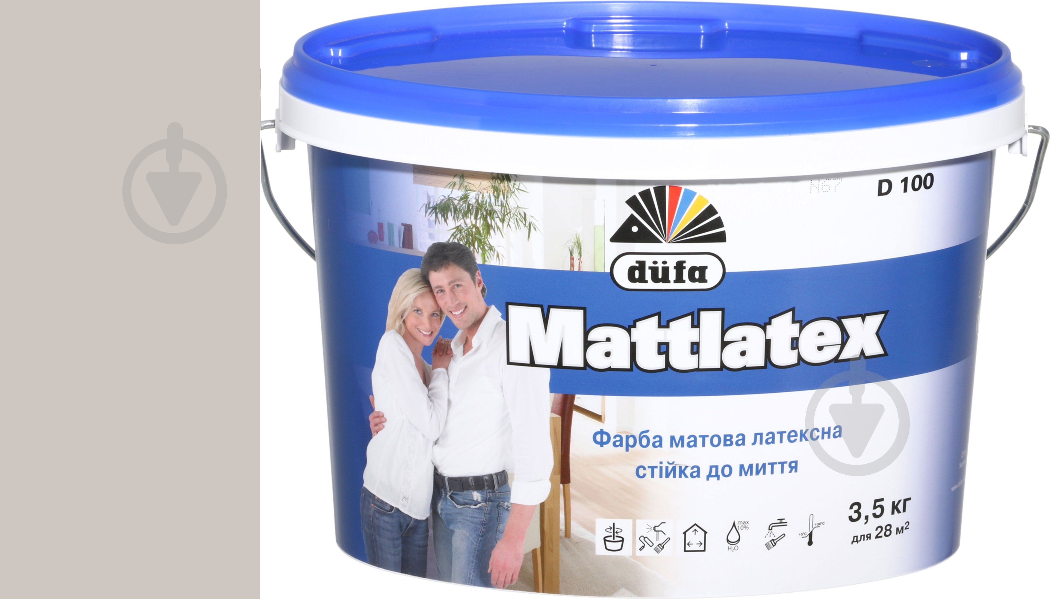 Фарба латексна водоемульсійна з колоруванням Dufa Mattlatex D100 мат VN 2756 Ранок у степу 3,5 кг - фото 1