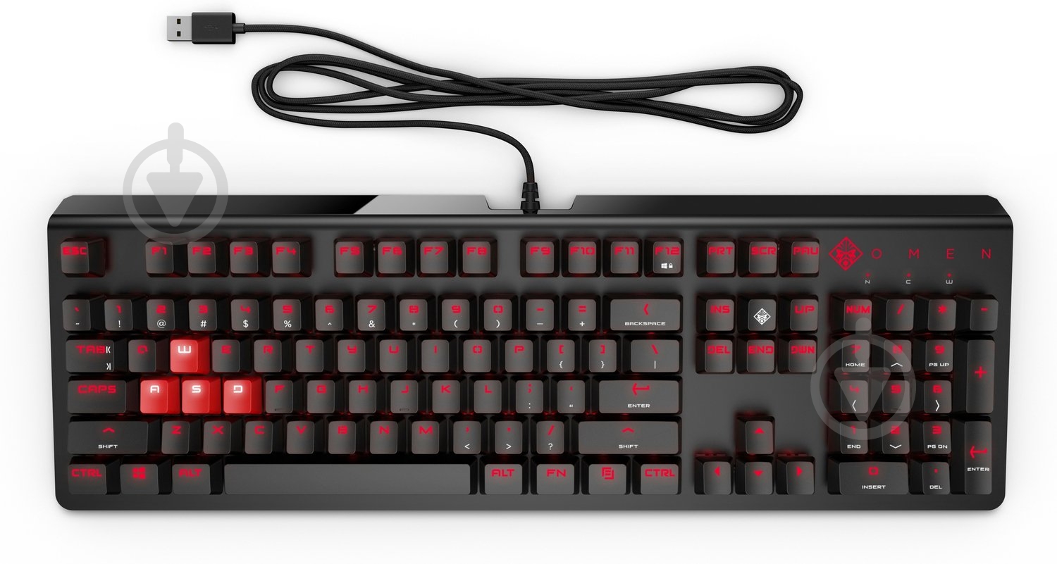Клавиатура игровая HP OMEN Encoder USB CHERRY MX Brown (6YW75AA) black - фото 1