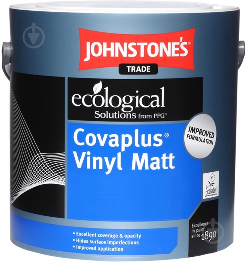Краска латексная водоэмульсионная Johnstone's Covaplus Vinyl Matt мат белый 2,5 л - фото 2