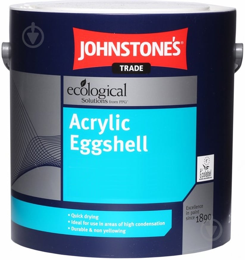 Краска акриловая водоэмульсионная Johnstone's Acrylic Eggshell полумат белый 5 л - фото 2