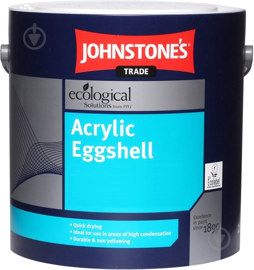 Краска акриловая водоэмульсионная Johnstone's Acrylic Eggshell полумат белый 5 л - фото 1