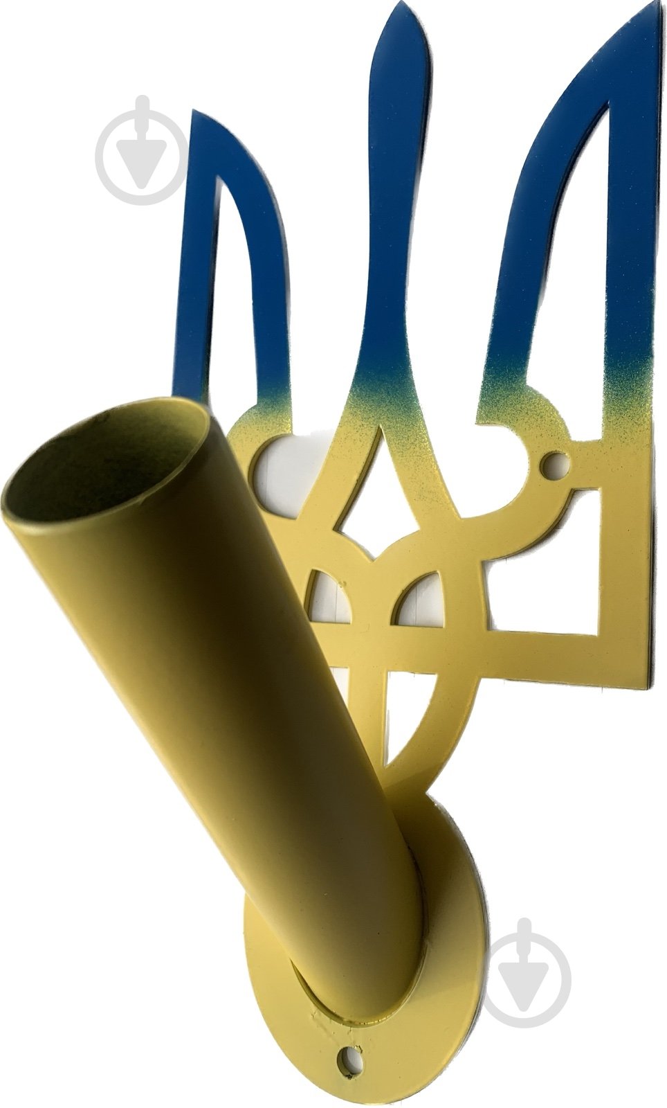 Держатель для флага настенный одинарный в форме герба сине-желтый - фото 1