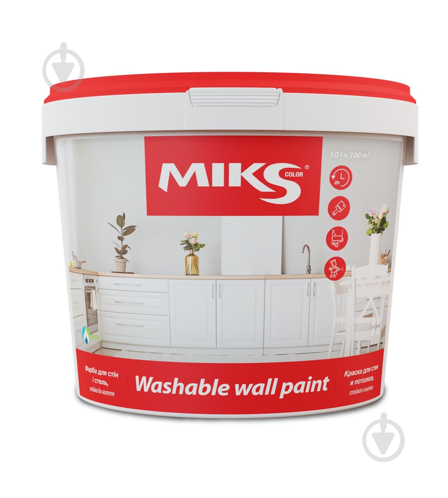 Фарба акрилова водоемульсійна MIKS Color Washable wall мат білий 1 л 1,4 кг - фото 1