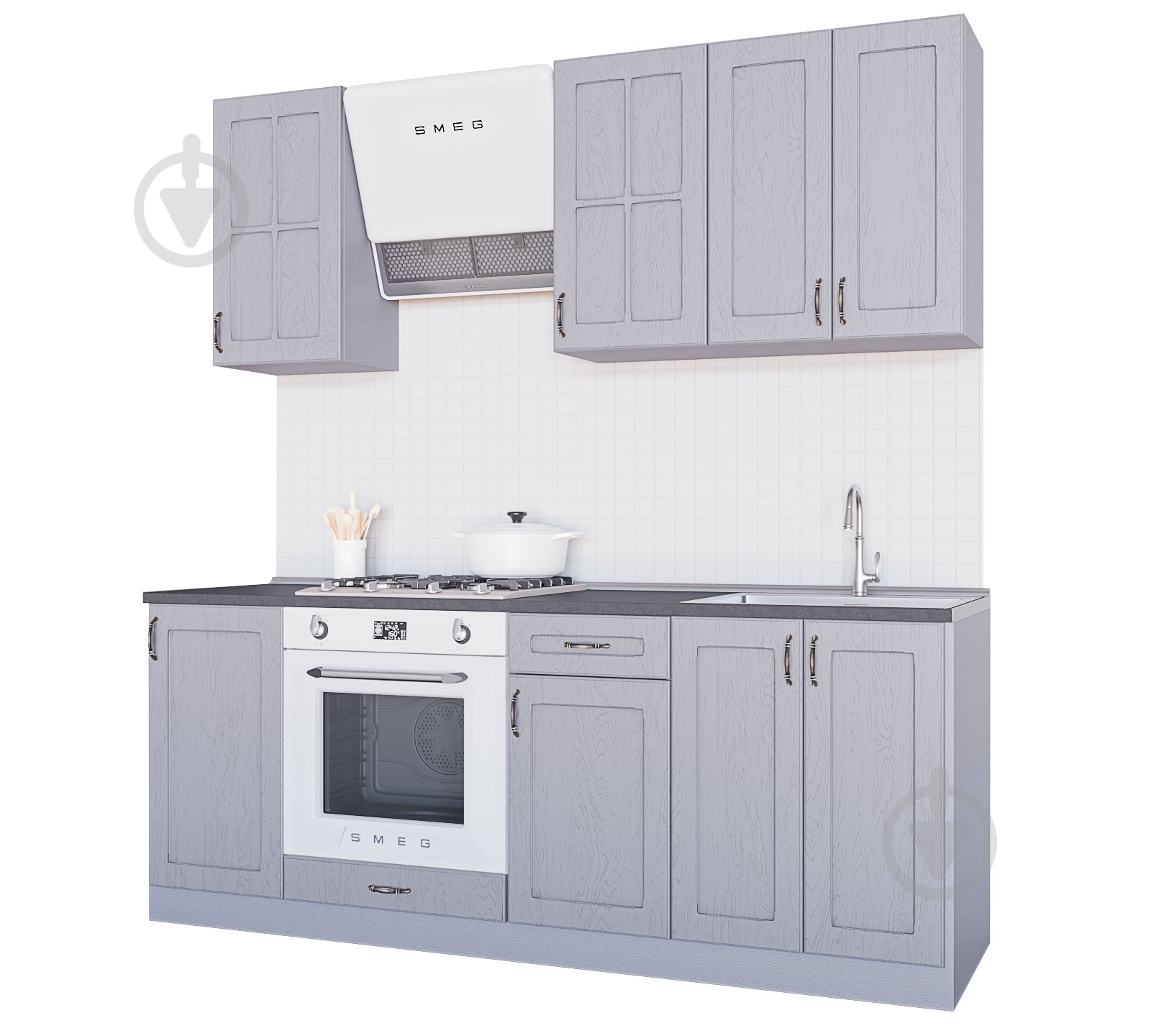 Кухня Модена (ІМ3) серый МДФ 2 м - фото 1