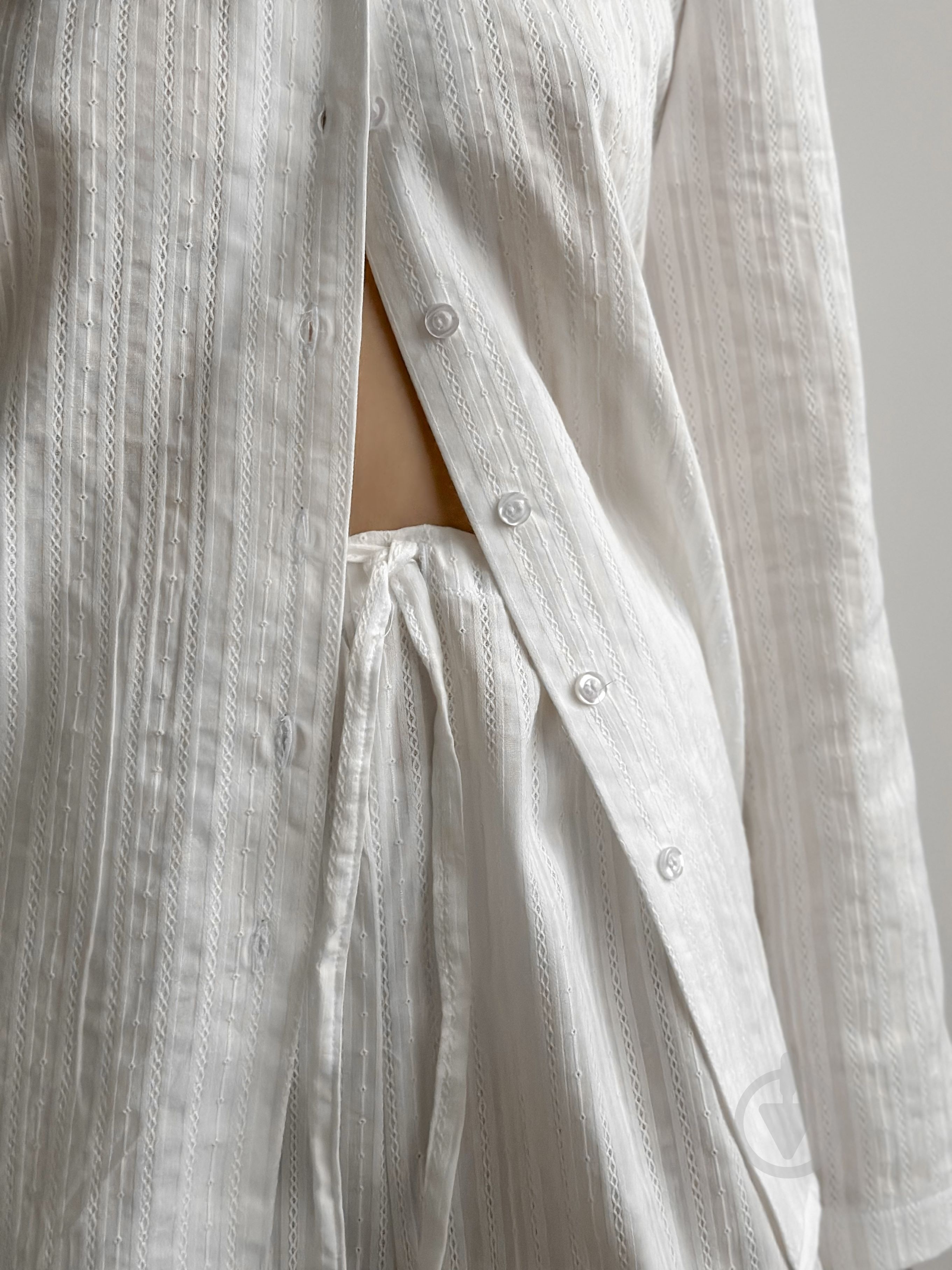 Комплект женский MISO штаны и рубашка р. S белый (13020) - фото 3 Комплект женский MISO штаны и рубашка р. S белый (13020) - фото 3