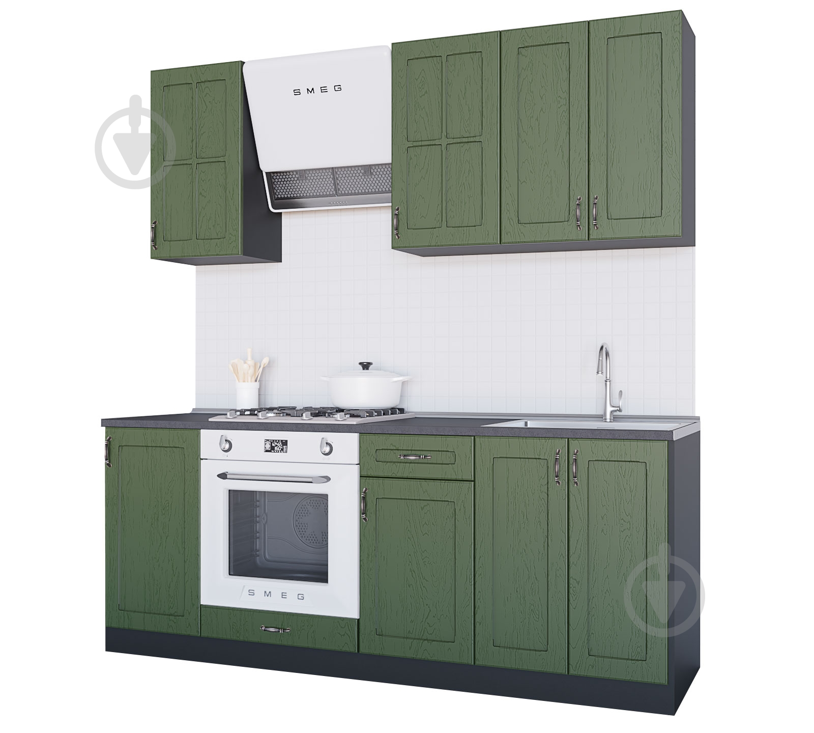 Кухня Модена (ІМ4) темно-зеленый МДФ 2 м - фото 1 Кухня Модена (ІМ4) темно-зеленый МДФ 2 м - фото 1