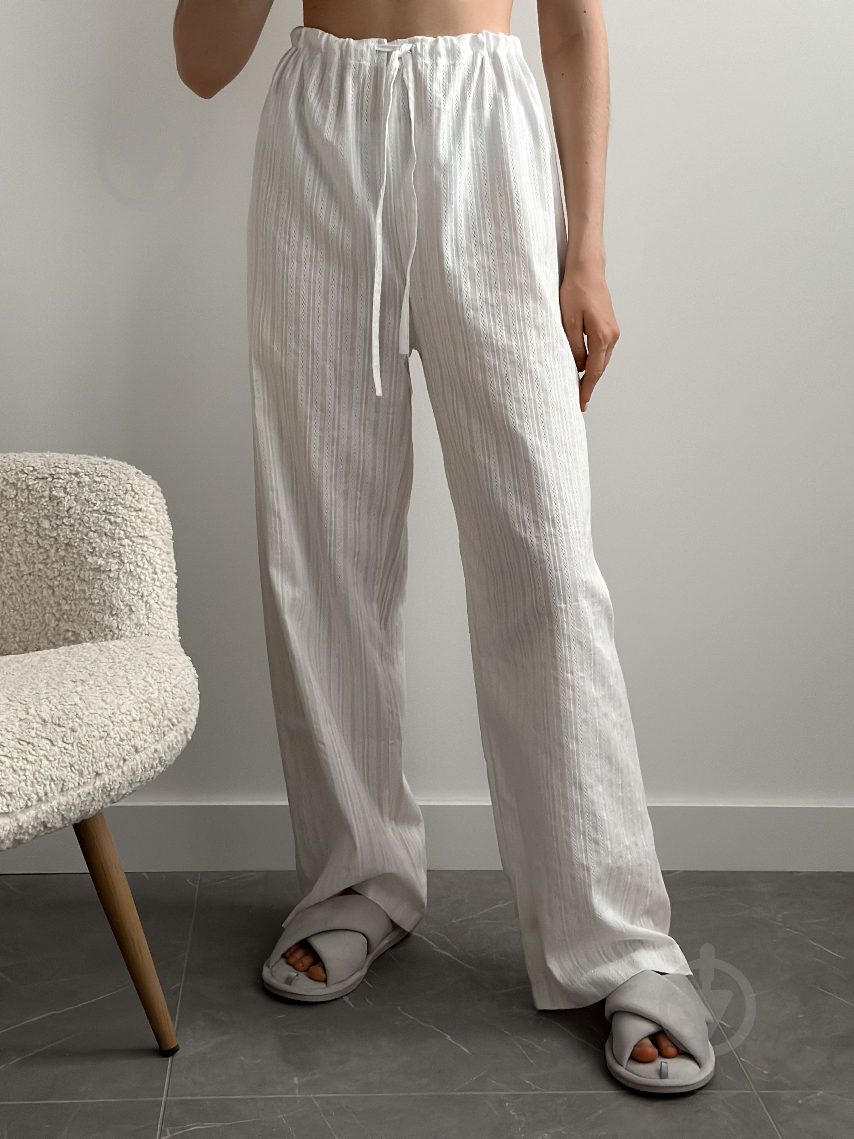 Комплект женский MISO штаны и рубашка р. M белый (13021) - фото 2 Комплект женский MISO штаны и рубашка р. M белый (13021) - фото 2