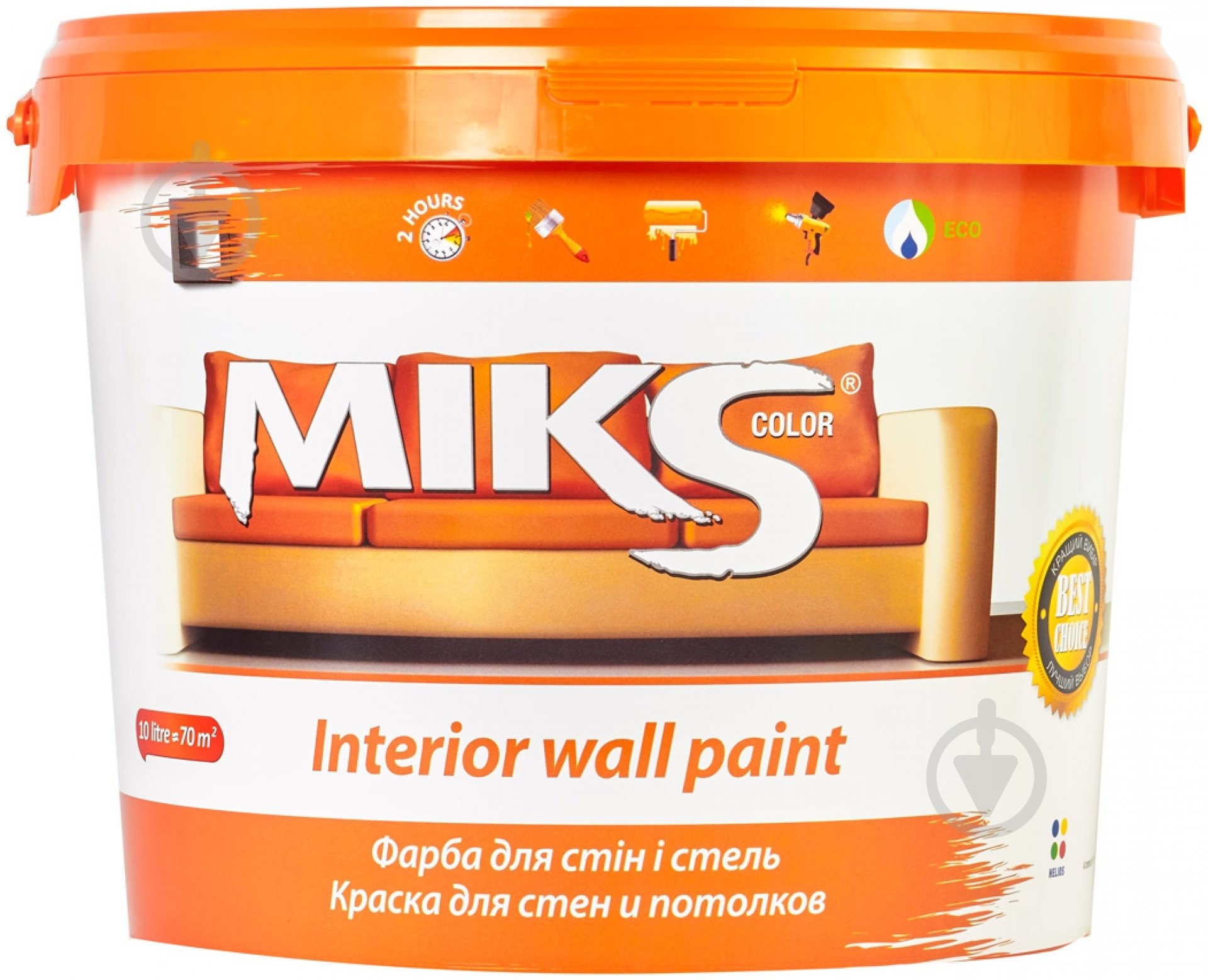 Фарба акрилова водоемульсійна MIKS Color для стін і стель білий 10 л 14 кг - фото 2