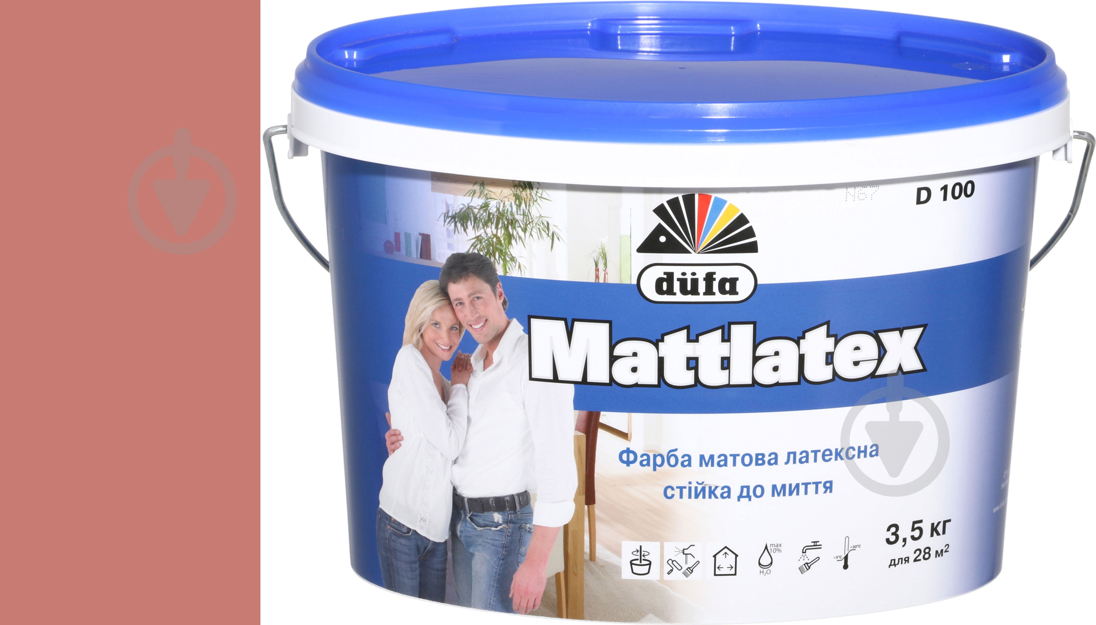 Краска латексная водоэмульсионная с колорированием Dufa Mattlatex D100 мат VN 2238 Вишневый сад 3,5 кг - фото 1 Краска латексная водоэмульсионная с колорированием Dufa Mattlatex D100 мат VN 2238 Вишневый сад 3,5 кг - фото 1