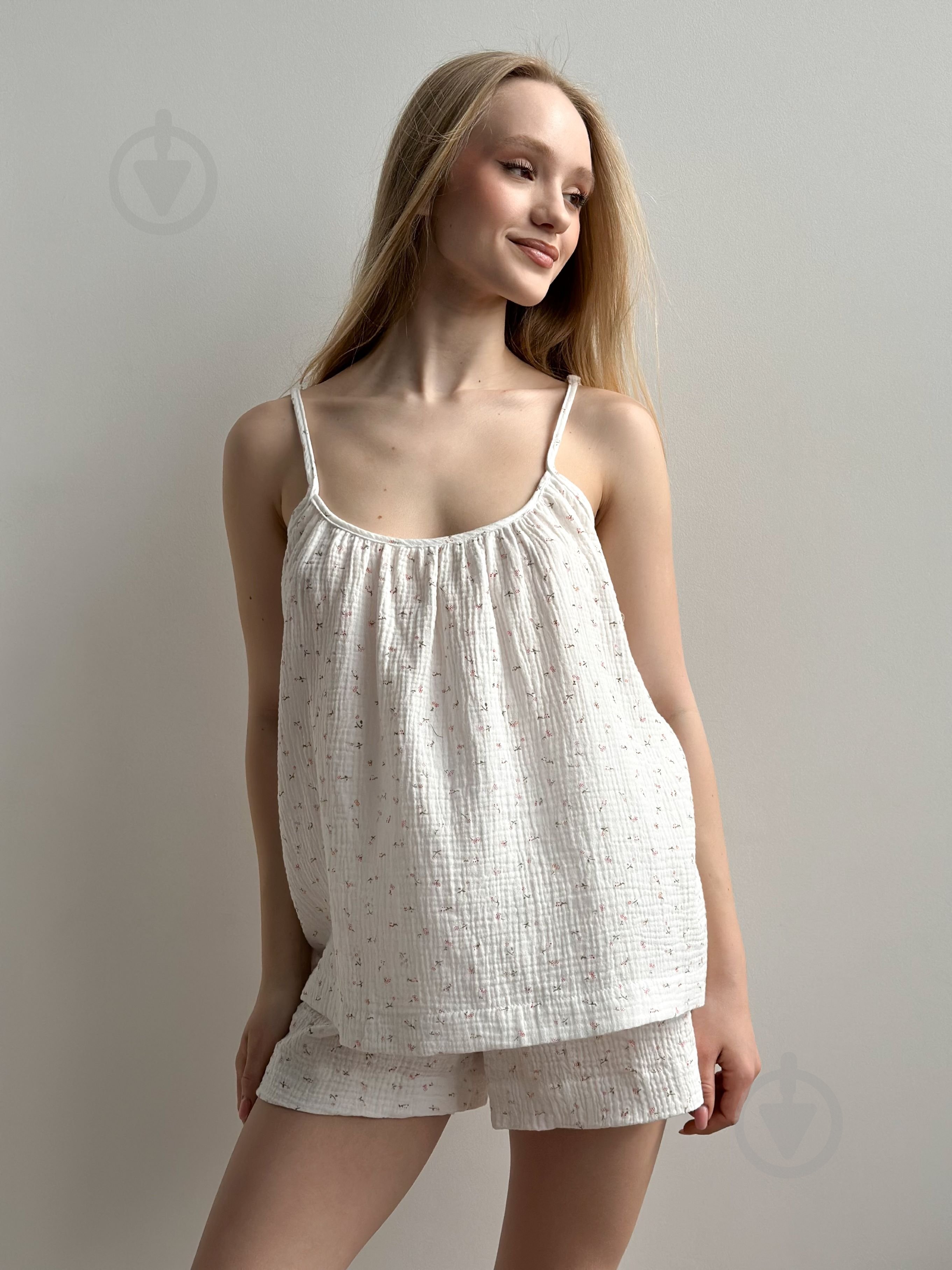 Комплект женский MISO майка и шорты р. S белый (14850) - фото 1 Комплект женский MISO майка и шорты р. S белый (14850) - фото 1