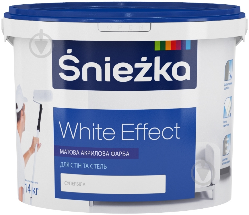 Фарба латексна водоемульсійна Sniezka White Effect мат білий 10 л 14 кг - фото 1