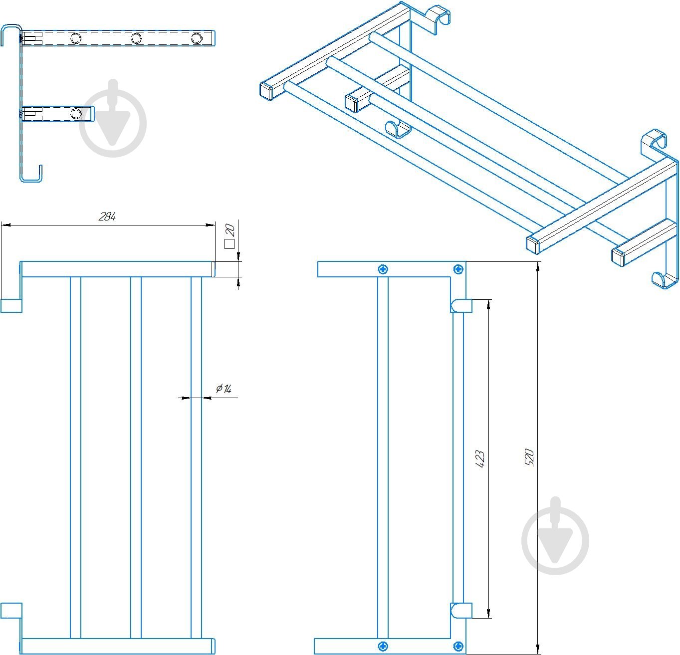 Полка навесная Mario INOX 520х284 (круглая) - фото 5