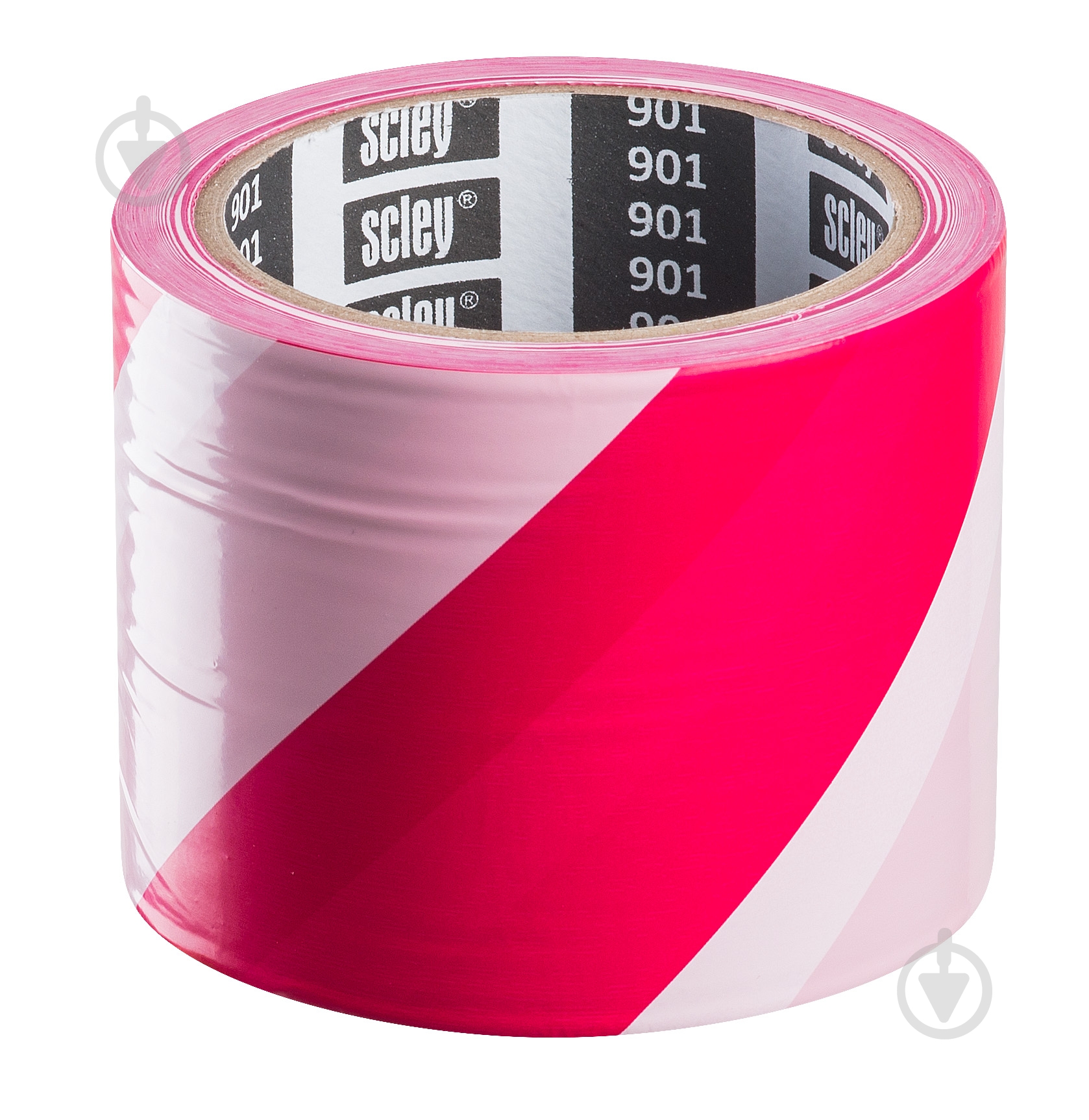 Огороджувальна сигнальна стрічка Scley 901 80 мм х 100 м біло-червона 100 м - фото 1