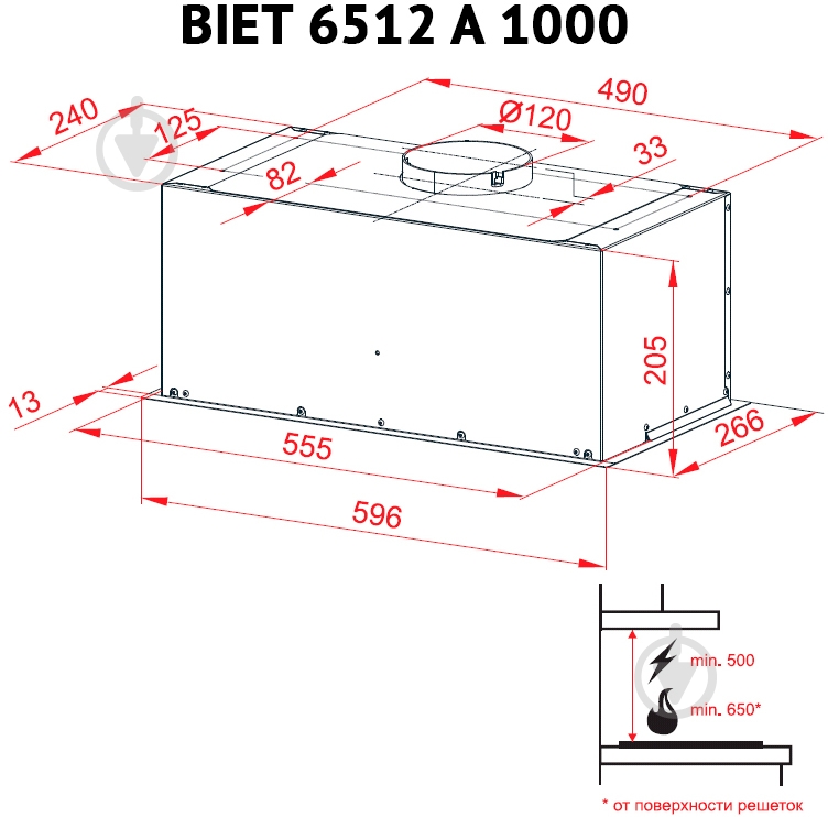 Вытяжка Perfelli BIET 6512 A 1000 DARK IV LED - фото 10