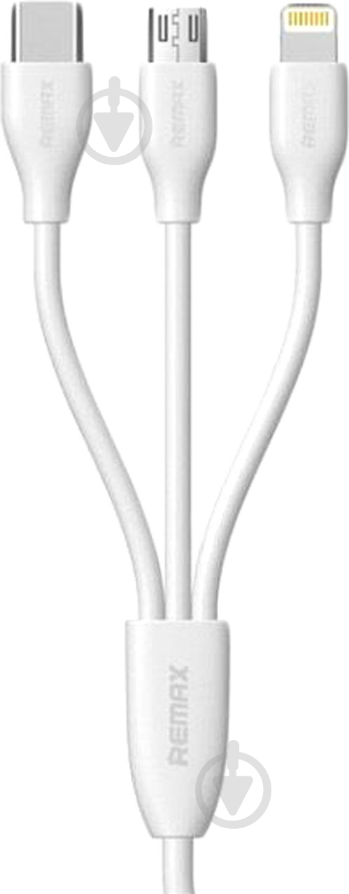 Кабель USB Type-C + microUSB + Apple Lightning – USB 1 м белый (RC-109TH-WHITE) 3in1 Data/Charge - фото 2