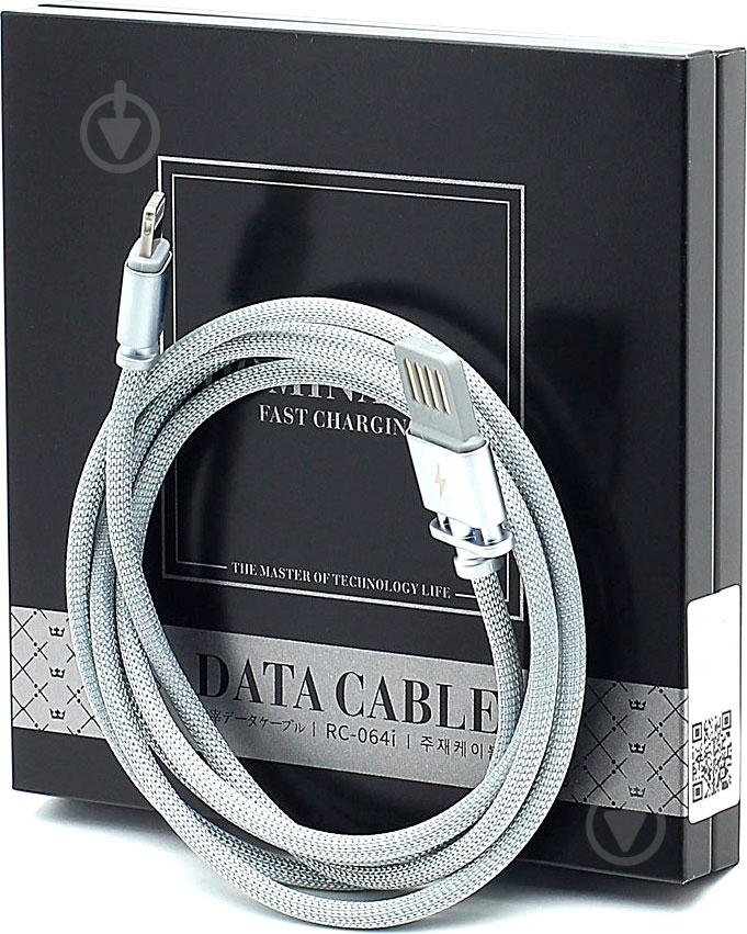 Кабель USB – Apple Lightning 1 м серый (RC-064I-SILVER) Dominator Fast Lightning Data/Charge - фото 2