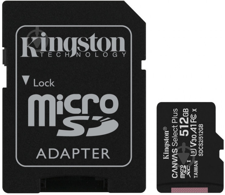 Карта памяти Kingston microSDXC 512 ГБ Class 10 (SDCS2/512GB) - фото 1