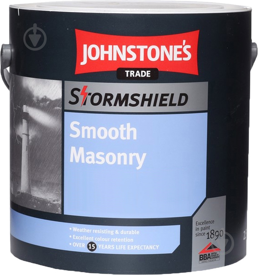 Фарба акрилова водоемульсійна Johnstone's Smooth Masonry Finish мат білий 5 л - фото 1