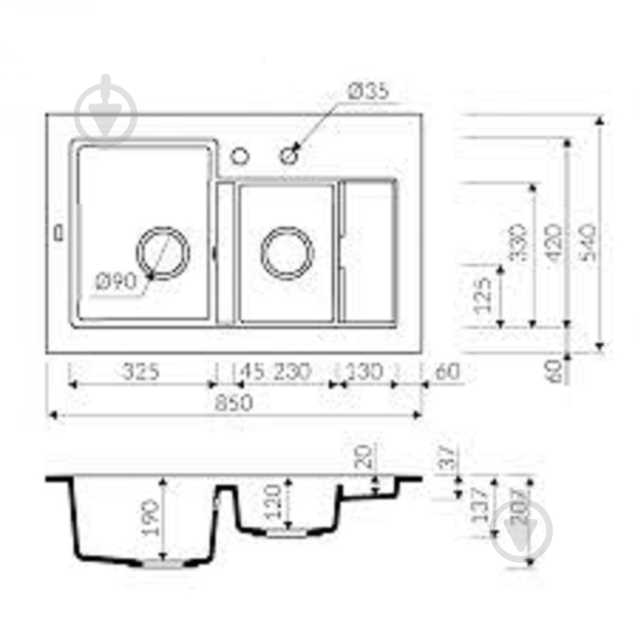Мойка для кухни Marmorin DEBRA 800 2K - фото 3 Мойка для кухни Marmorin DEBRA 800 2K - фото 3