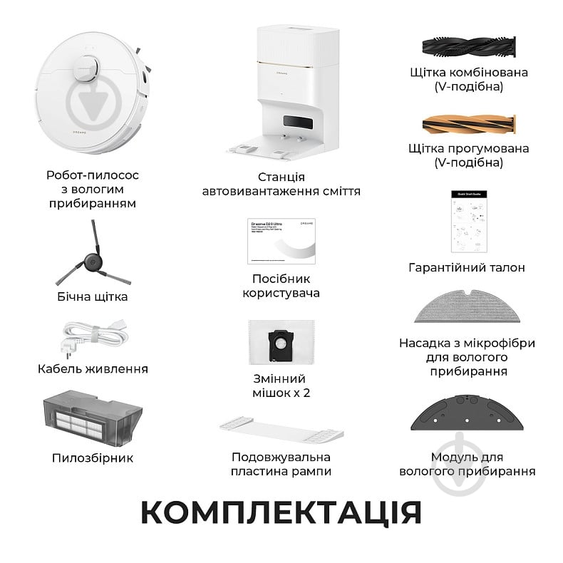 Робот-пылесос моющий DREAME D20 Pro Plus white - фото 2