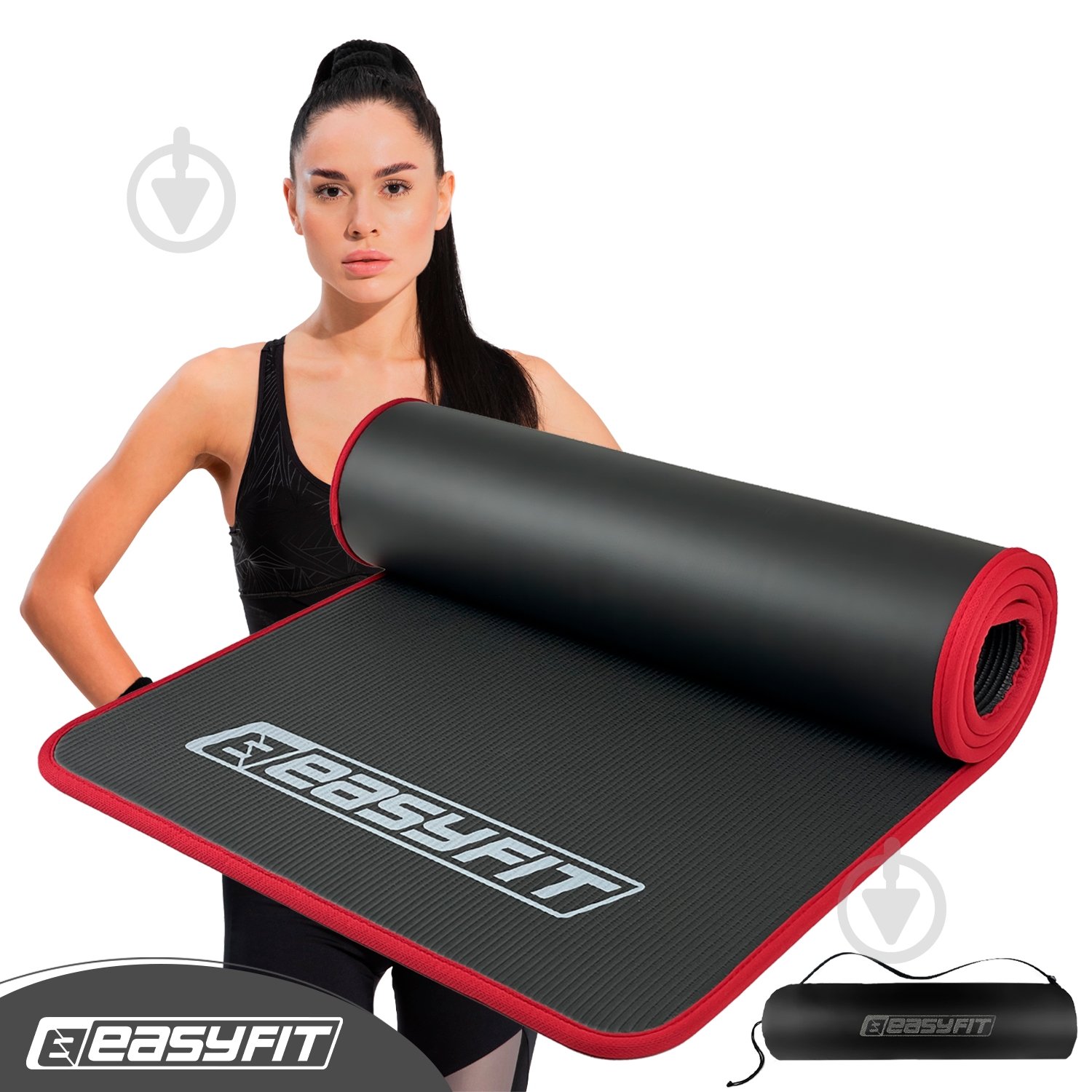 Коврик для йоги и фитнеса EasyFit 180х60х1 см Flex Pro черный - фото 1