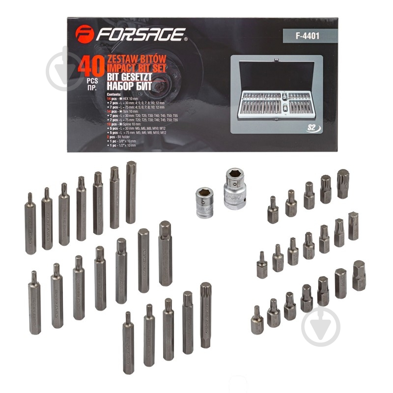 Набор бит Forsage с битодержателем 40 шт. F-4401 - фото 1 Набор бит Forsage с битодержателем 40 шт. F-4401 - фото 1