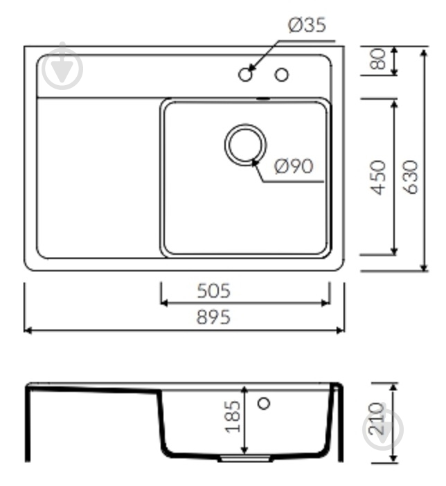 Мойка для кухни Marmorin EWIT 895 1KO - фото 3 Мойка для кухни Marmorin EWIT 895 1KO - фото 3