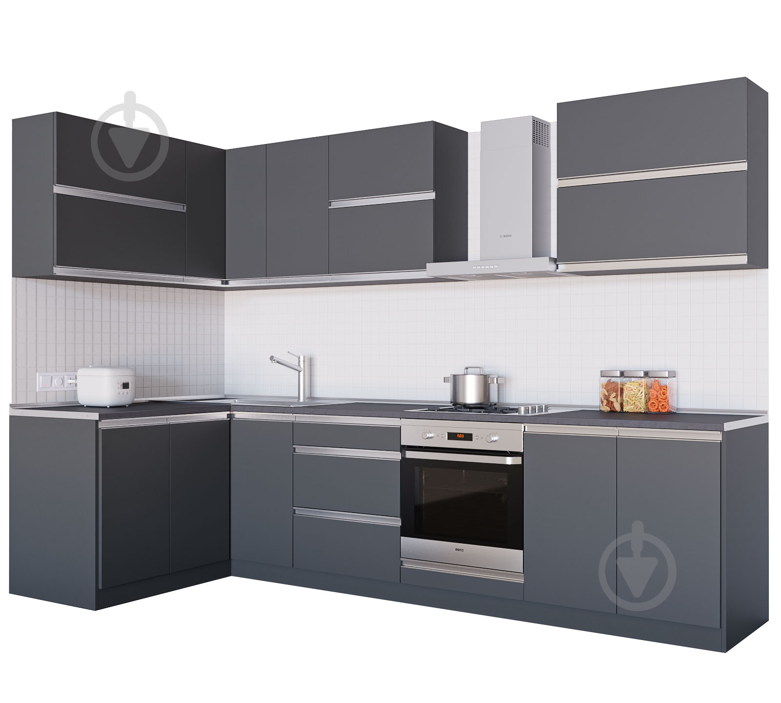 Кухня Альбіна (VА1) антрацит ДСП 1,4 мx3 м - фото 1 Кухня Альбіна (VА1) антрацит ДСП 1,4 мx3 м - фото 1
